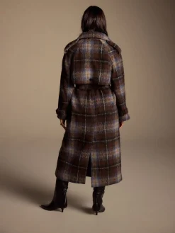 Next Chocolate Brown Check Trench Coat Sale