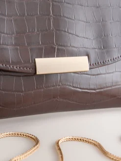 Next Clutch Bag Chocolate Brown Clearance