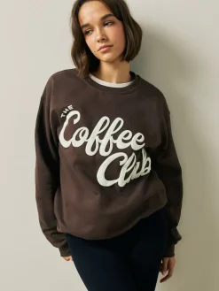 Next Sweatshirt Chocolate Brown Coffee Club Clearance