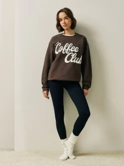 Next Sweatshirt Chocolate Brown Coffee Club Clearance