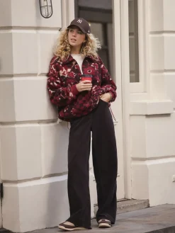 Next Cord Wide Leg Trousers Chocolate Brown Hot