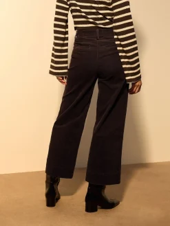 Next Cord Wide Leg Cropped Trousers Chocolate Brown Clearance