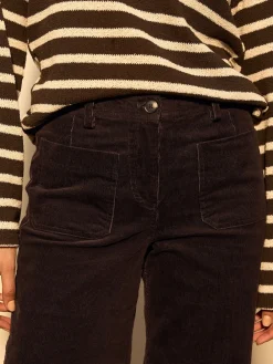 Next Cord Wide Leg Cropped Trousers Chocolate Brown Clearance