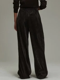 Next Cord Wide Leg Trousers Chocolate Brown Discount