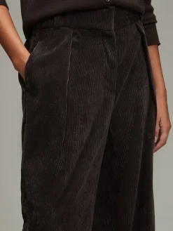 Next Cord Wide Leg Trousers Chocolate Brown Discount