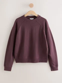 Next Cosy Crew Neck Jumper With Ribbed Detail Chocolate Brown