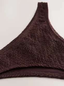 Next Brazilian High Leg Bikini Bottoms Chocolate Brown Crinkle