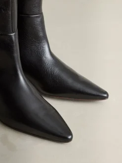 Next Crinkle Effect Leather Signature Underset Heel Knee High Boots Chocolate Brown Best