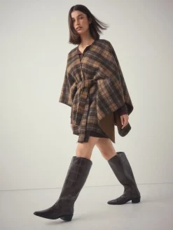 Next Forever Comfort® Chisel Toe Knee High Boots Chocolate Brown Croc Embossed New