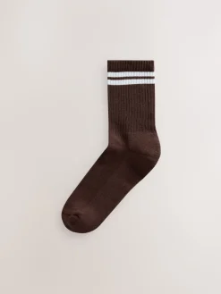 Next Chocolate Brown Cushion Sole Ribbed Sport Ankle Socks With Arch Support 3 Pack Online