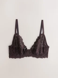 Next Chocolate Brown DD+ Non Pad Plunge Lace Ultimate Comfort Bra Best
