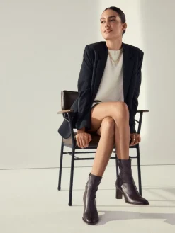 Next Extra Wide Fit Forever Comfort® Round Toe Sock Boots Chocolate Brown