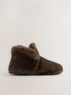 Next Chocolate Brown Faux Fur Boot Slippers Sale