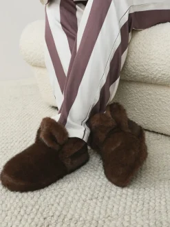 Next Chocolate Brown Faux Fur Boot Slippers Sale