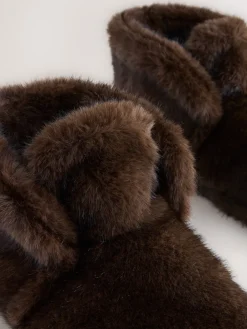 Next Chocolate Brown Faux Fur Boot Slippers Sale