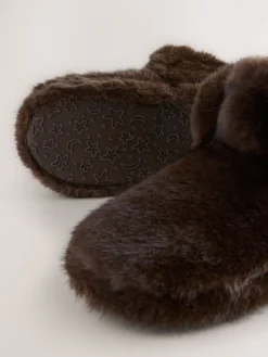 Next Chocolate Brown Faux Fur Boot Slippers Sale
