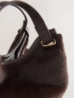 Next Faux Fur Cross-Body Bag Chocolate Brown Best