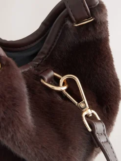 Next Faux Fur Cross-Body Bag Chocolate Brown Best