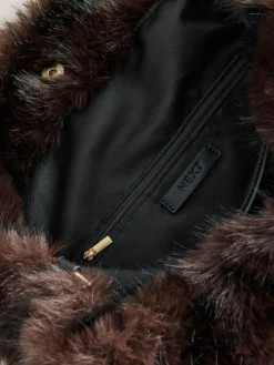Next Faux Fur Shoulder Bag Chocolate Brown Online
