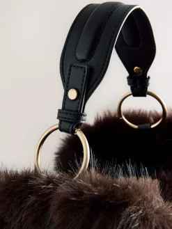 Next Faux Fur Shoulder Bag Chocolate Brown Online