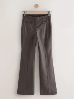 Next Chocolate Brown Faux Leather Flared Trousers Best