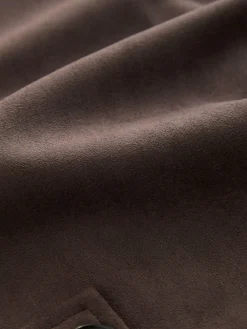 Next Chocolate Brown Faux Suede Cropped Trench Coat New