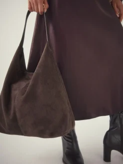 Next Chocolate Brown Faux Suede Slouchy Shoulder Bag Online