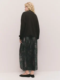 Next 2-In-1 Knitted Jumper with Pleated Midi Skirt Chocolate Brown Floral Hot