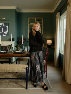 Next 2-In-1 Knitted Jumper with Pleated Midi Skirt Chocolate Brown Floral Hot