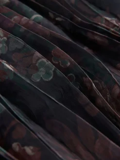 Next 2-In-1 Knitted Jumper with Pleated Midi Skirt Chocolate Brown Floral Hot