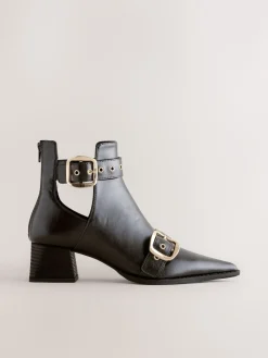 Next Forever Comfort® Cut Out Buckle Detail Ankle Boots Chocolate Brown New