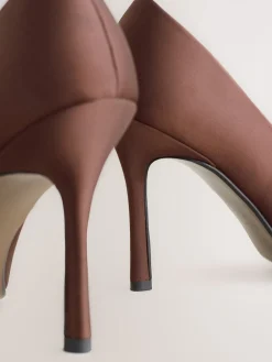 Next Forever Comfort® Satin Pointed Toe Court Heels Chocolate Brown Discount