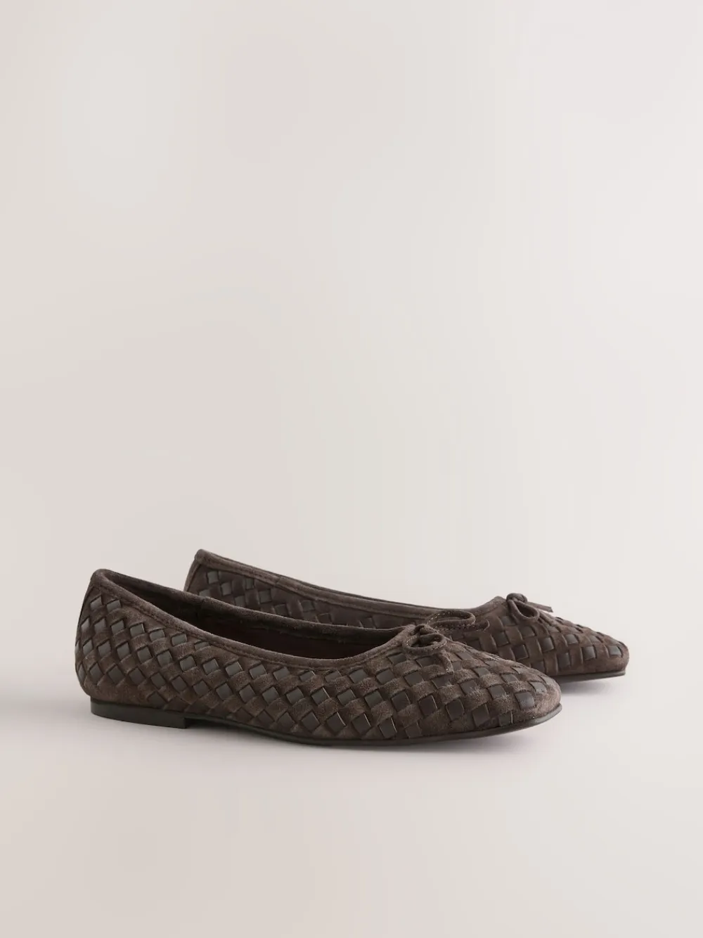 Next Forever Comfort® Leather Weave Ballet Flats Chocolate Brown Clearance