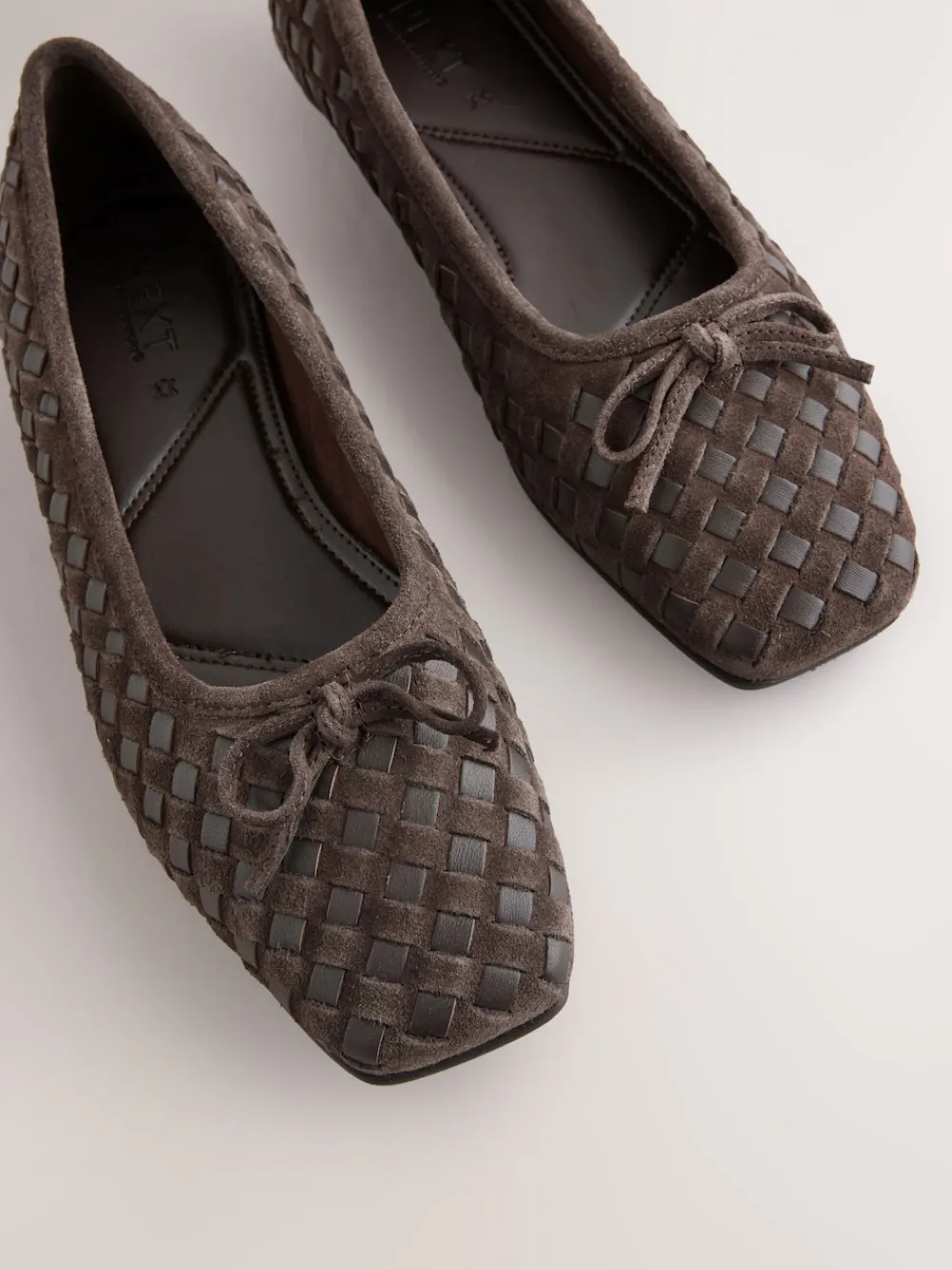 Next Forever Comfort® Leather Weave Ballet Flats Chocolate Brown Clearance