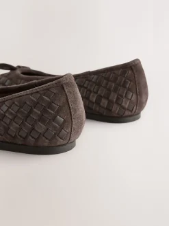 Next Forever Comfort® Leather Weave Ballet Flats Chocolate Brown Clearance