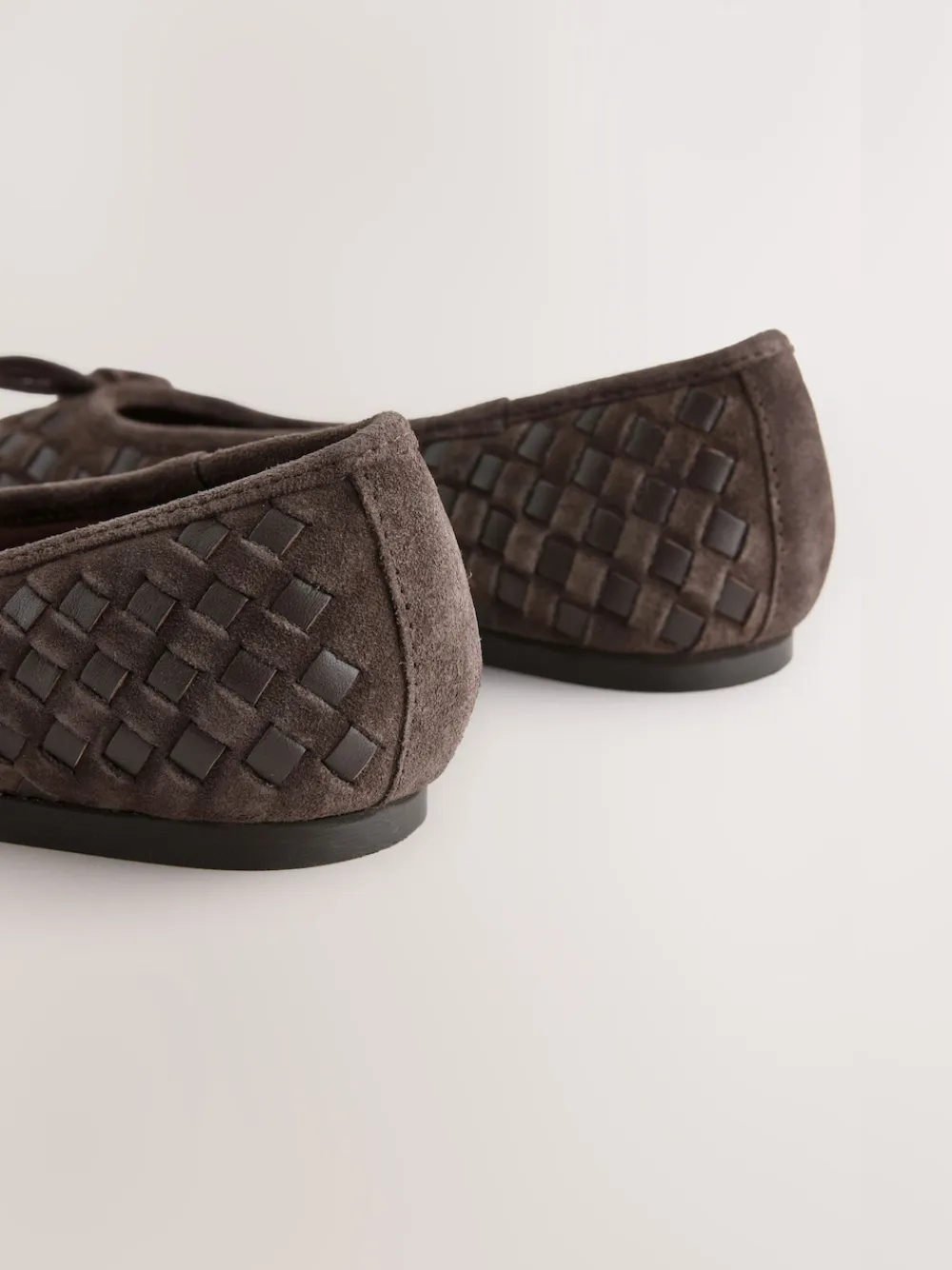 Next Forever Comfort® Leather Weave Ballet Flats Chocolate Brown Clearance