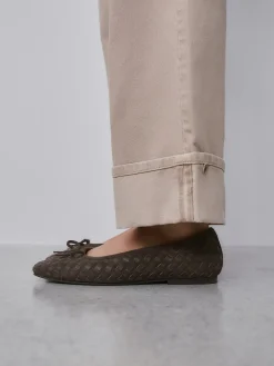 Next Forever Comfort® Leather Weave Ballet Flats Chocolate Brown Clearance