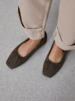 Next Forever Comfort® Leather Weave Ballet Flats Chocolate Brown Clearance