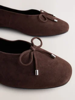 Next Forever Comfort® Suede High Cut Ballet Flats Chocolate Brown Clearance