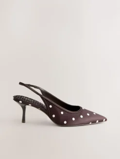 Next Forever Comfort® Polka Dot Point Slingback Heels Chocolate Brown Best