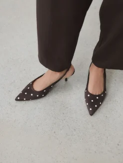 Next Forever Comfort® Polka Dot Point Slingback Heels Chocolate Brown Best