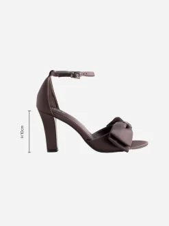 Next Forever Comfort® Satin Bow Block Heeled Sandals Chocolate Brown Discount