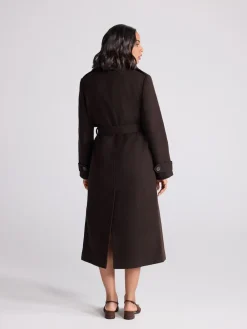 Next Formal Funnel Neck Coat Chocolate Brown Hot