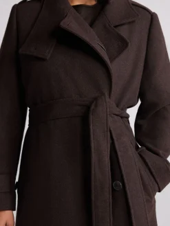 Next Formal Funnel Neck Coat Chocolate Brown Hot