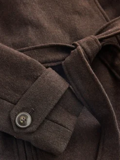 Next Formal Funnel Neck Coat Chocolate Brown Hot