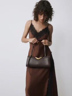 Next Hardware Detail Shoulder Bag Chocolate Brown Hot
