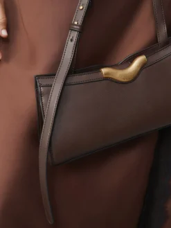 Next Hardware Detail Shoulder Bag Chocolate Brown Hot