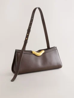 Next Hardware Detail Shoulder Bag Chocolate Brown Hot