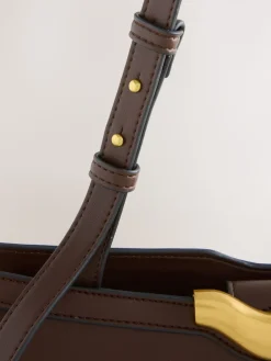 Next Hardware Detail Shoulder Bag Chocolate Brown Hot