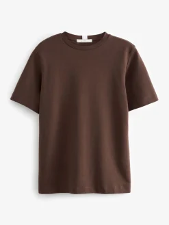 Next Chocolate Brown Heavyweight Short Sleeve Crew Neck T-Shirt Discount